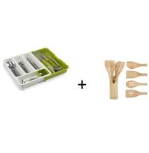 Generic Expandable Cutlery Drawer +  A Free  Wooden Spoon Set